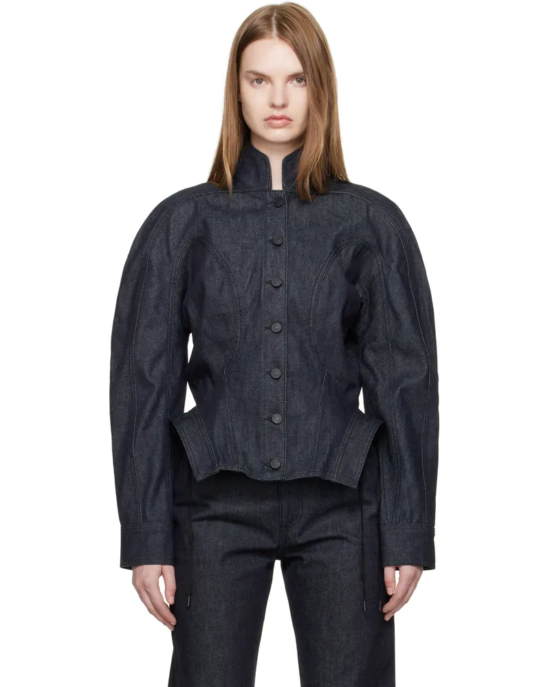 Thierry Mugler Indigo Sculptural Denim Jacket Rd600