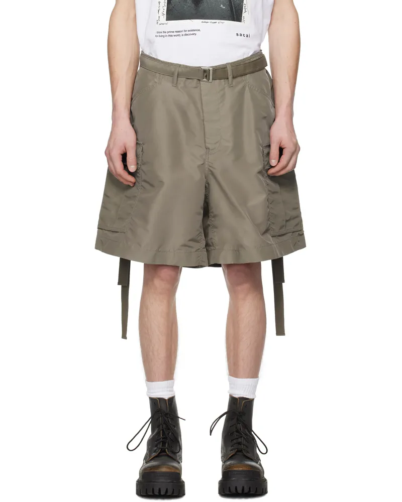 Sacai Taupe Nylon Twill Shorts 550
