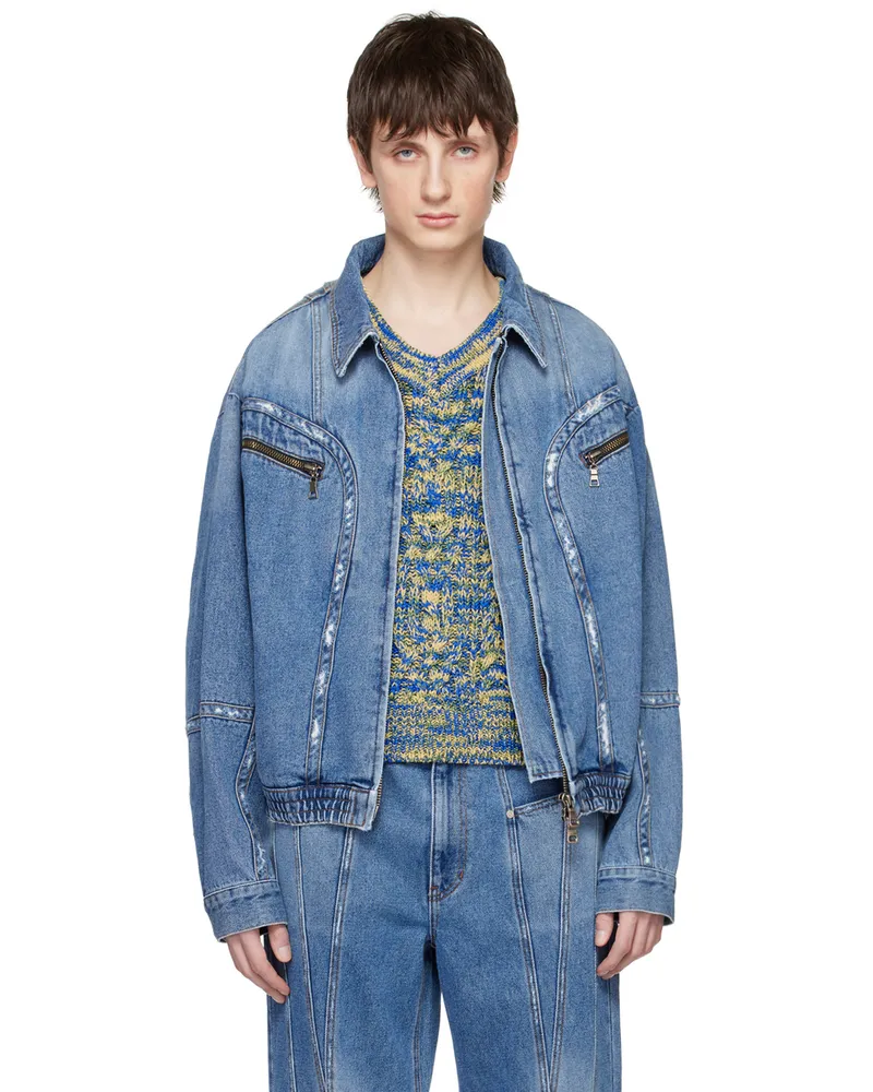 Andersson Bell Blue Zip Denim Jacket Blue