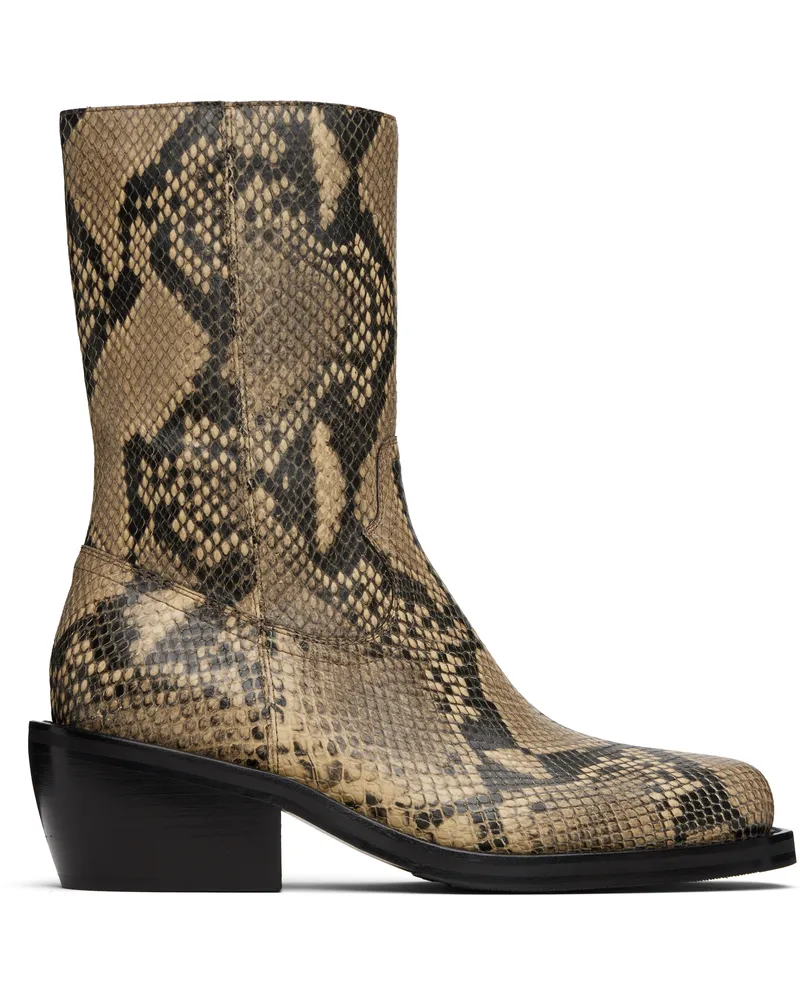 Dries van Noten Beige Snake Print Boots 103