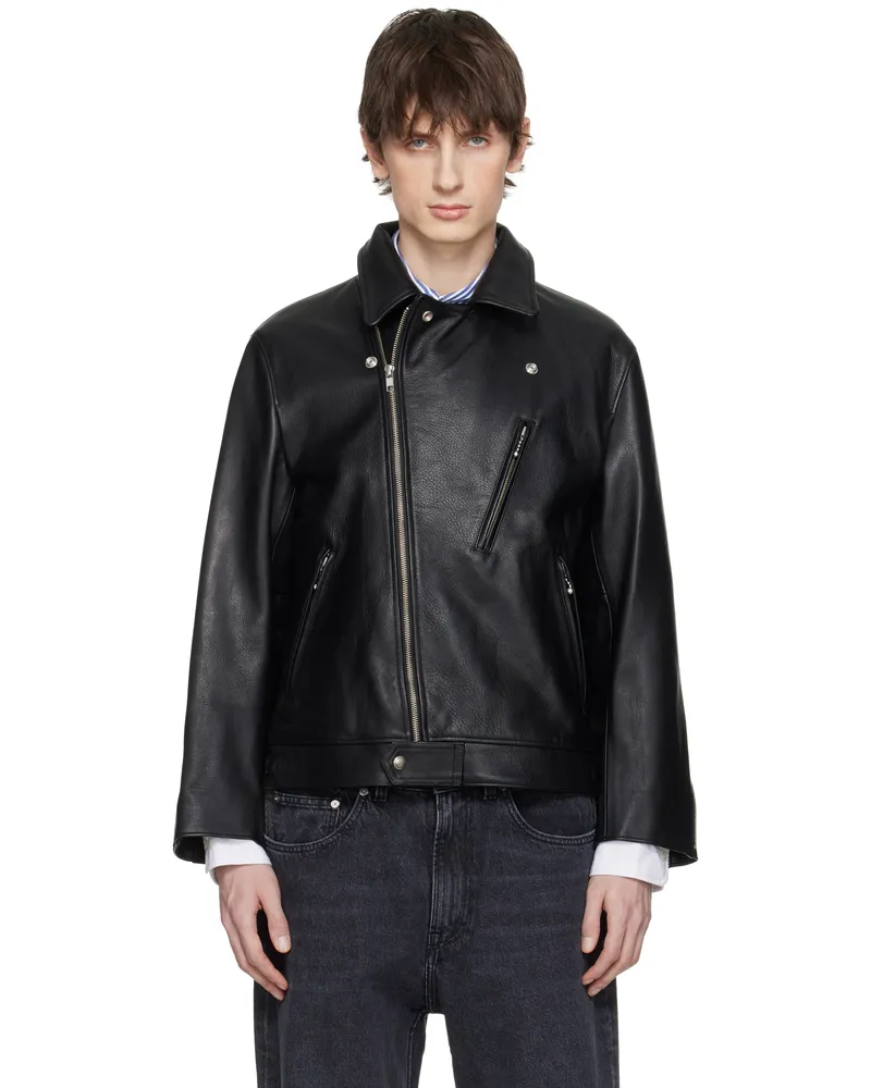 Wacko Maria Black Double Riders Leather Jacket Black