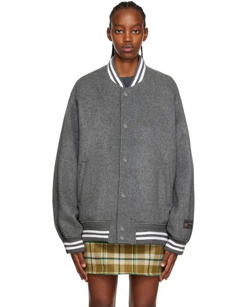 WE 11 DONE Gray Oversized Bomber Jacket M