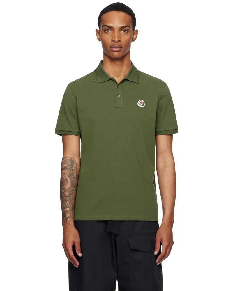 Moncler Green Logo Patch Cotton Piquet Polo 876