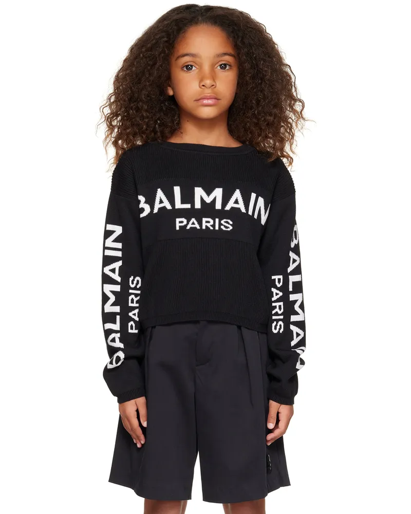 Balmain Kids Black Jacquard Sweater 930bc