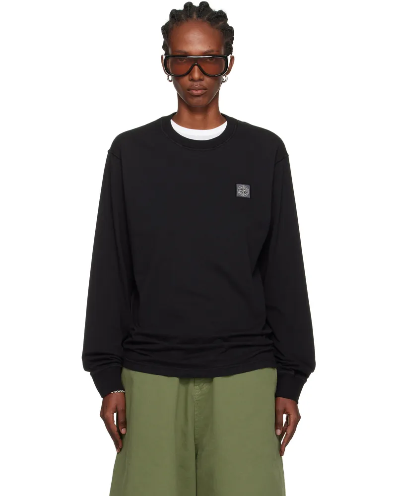 Stone Island Black 2100030 Organic Cotton Jersey 'Fissato' Effect T-shirt V0029