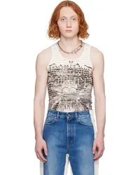 Jean Paul Gaultier White & Black Semi-Sheer Tank Top 0100-white