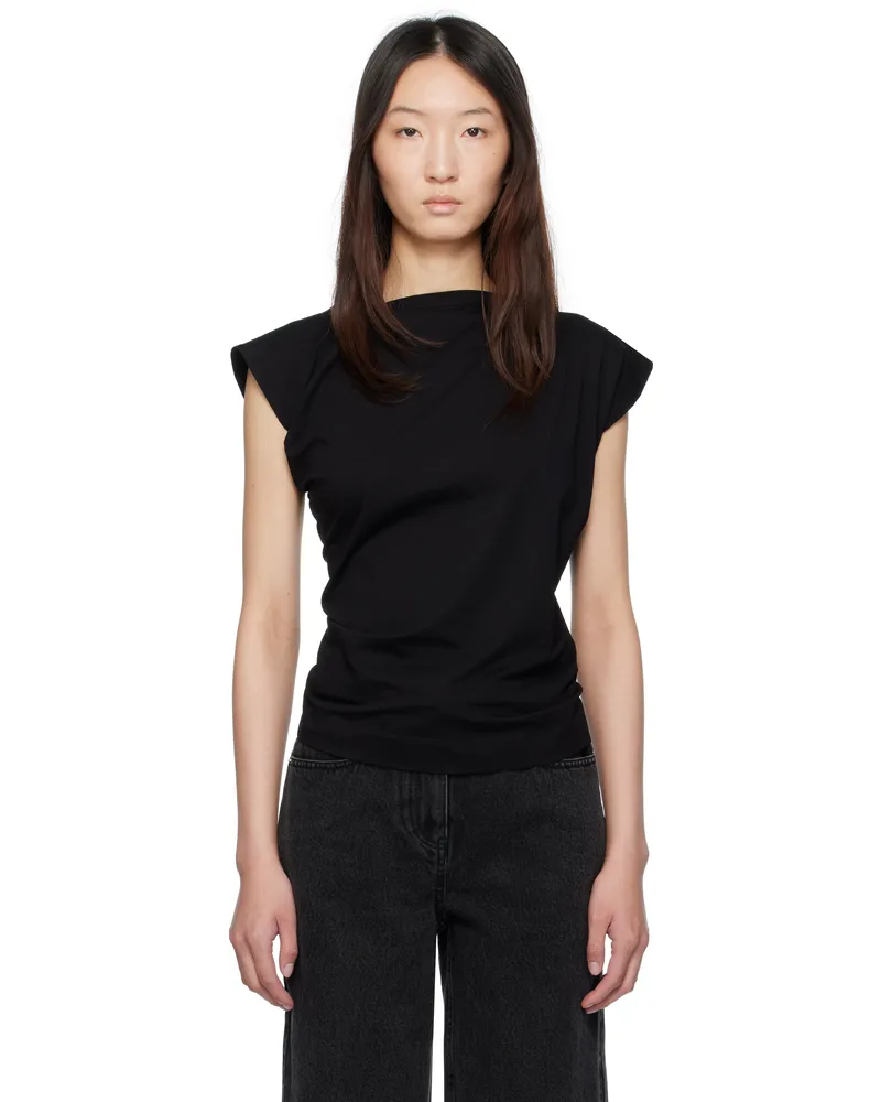 3.1 phillip lim Black Draped Asymmetric T-shirt Black