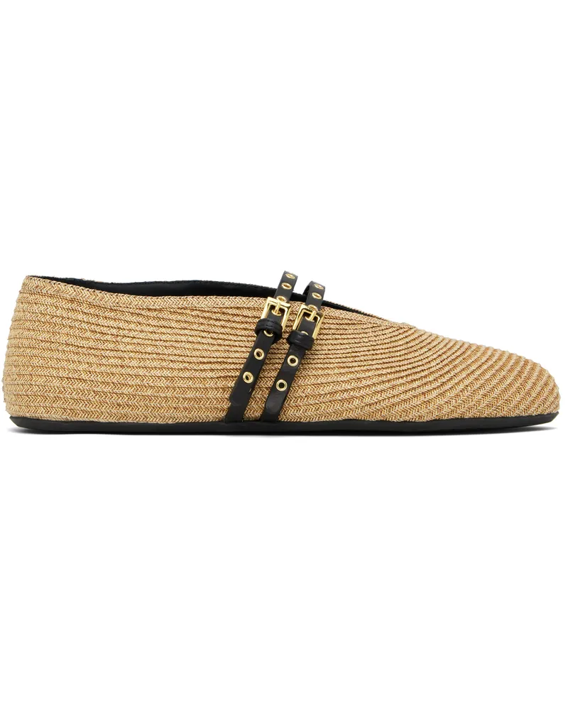 Alaïa Beige Paper Straw Ballerina Flats 113