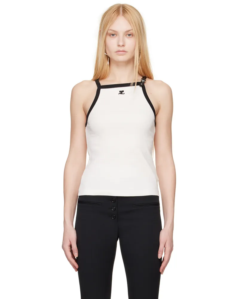 Courrèges White & Black Buckle Tank Top 0098