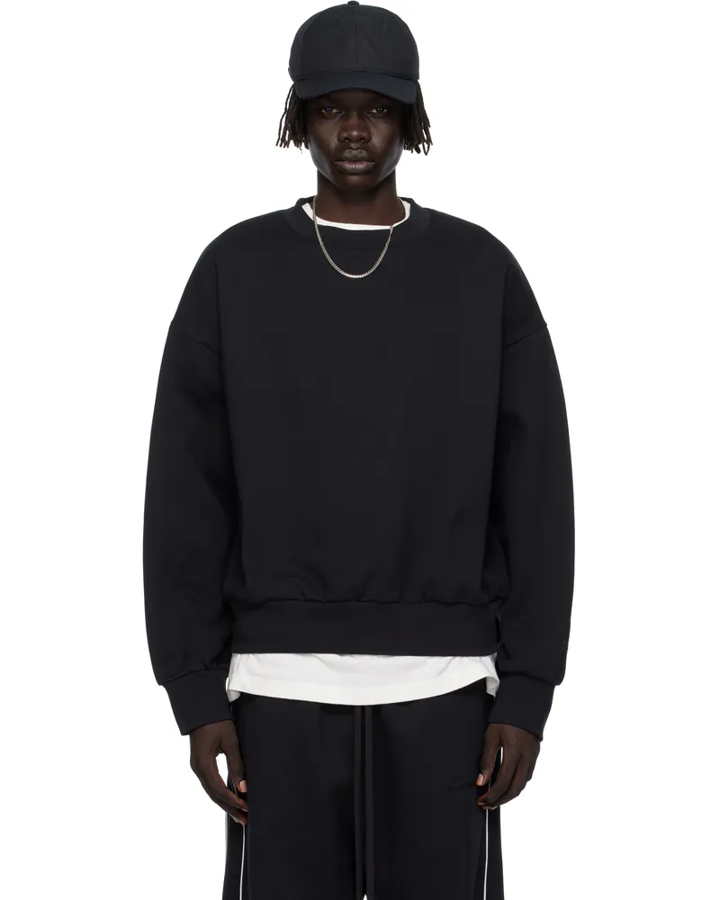 Fear of God Black Classic Fit Fleece Crewneck Sweatshirt Jet