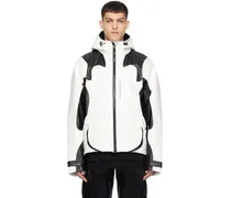 White & Black Paneled Faux-Leather Jacket