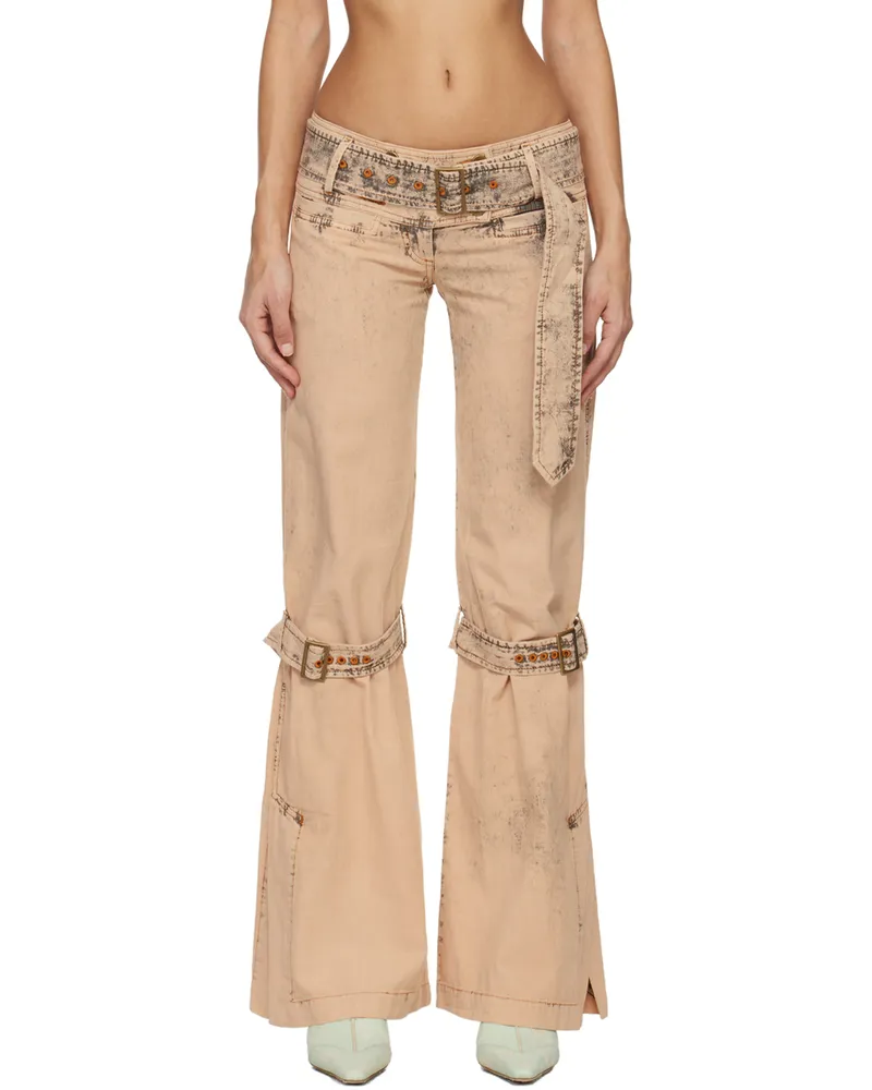 Charlotte Knowles Beige Issa Denim Trousers Buff