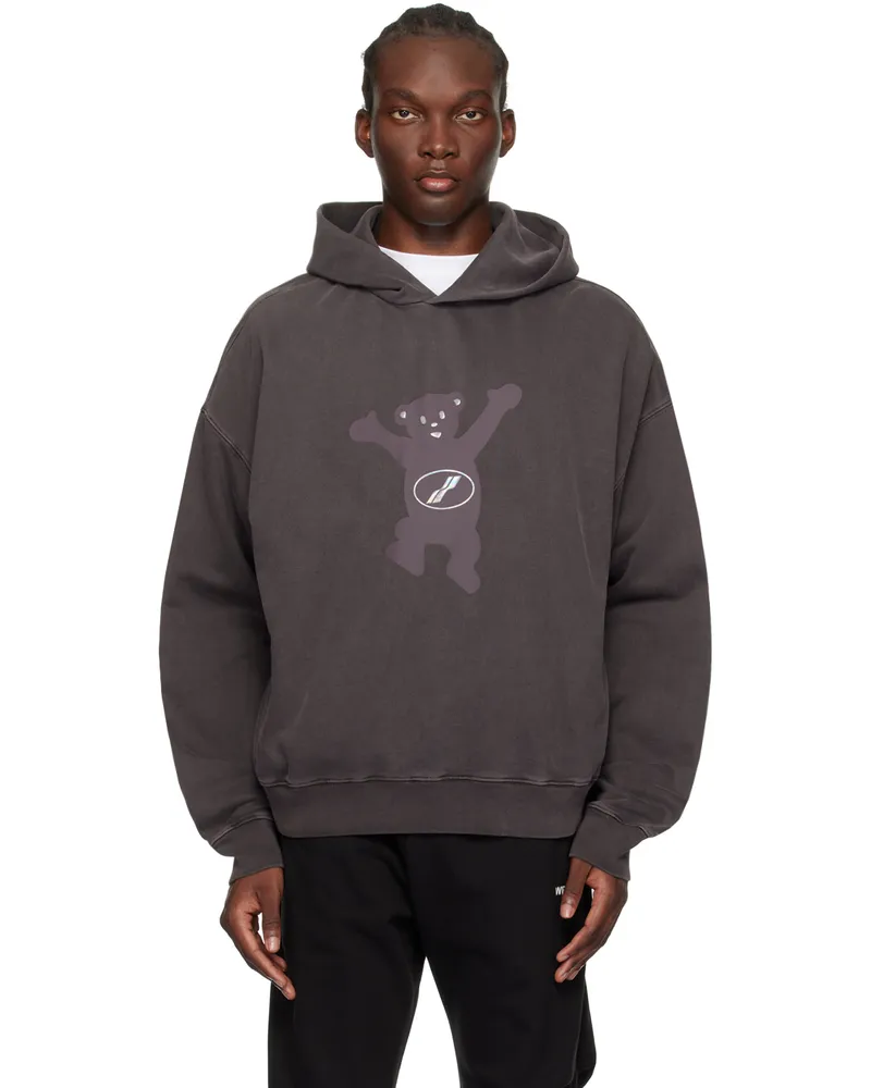 WE 11 DONE Gray Teddy Hoodie Charcoal