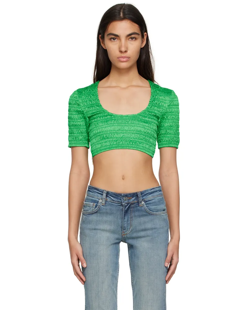 Ganni Green Ruched T-Shirt 767