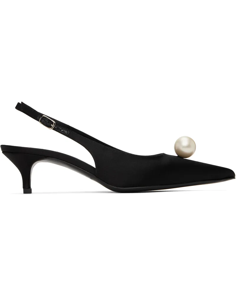 Magda Butrym Black Slingback Pearl Kitten Heels Black