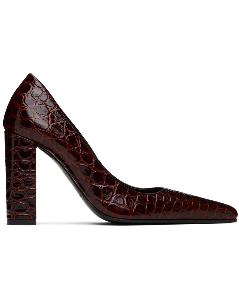 Alaïa Burgundy Croc Embossed Calf 90 Heels 325