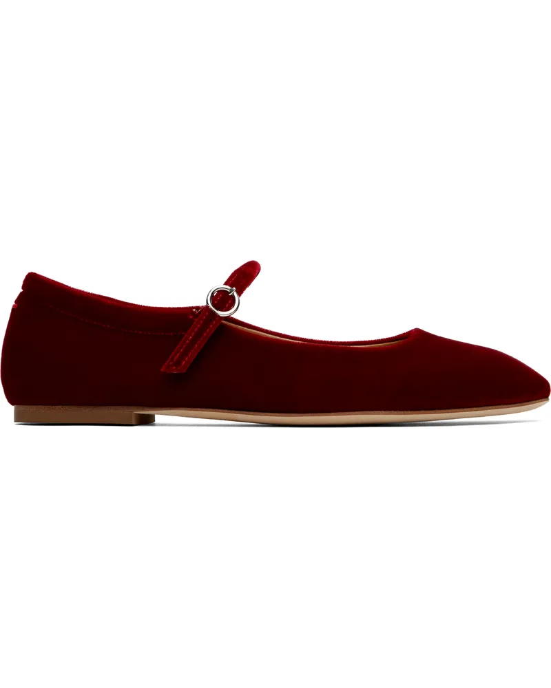 aeyde Red Uma Velvet Mary-Jane Ballerina Flats Red