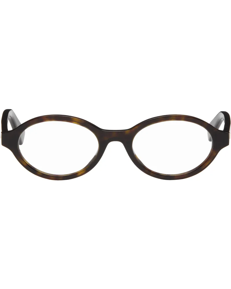 Bottega Veneta Brown Triangle Stud Logo Round Glasses 002