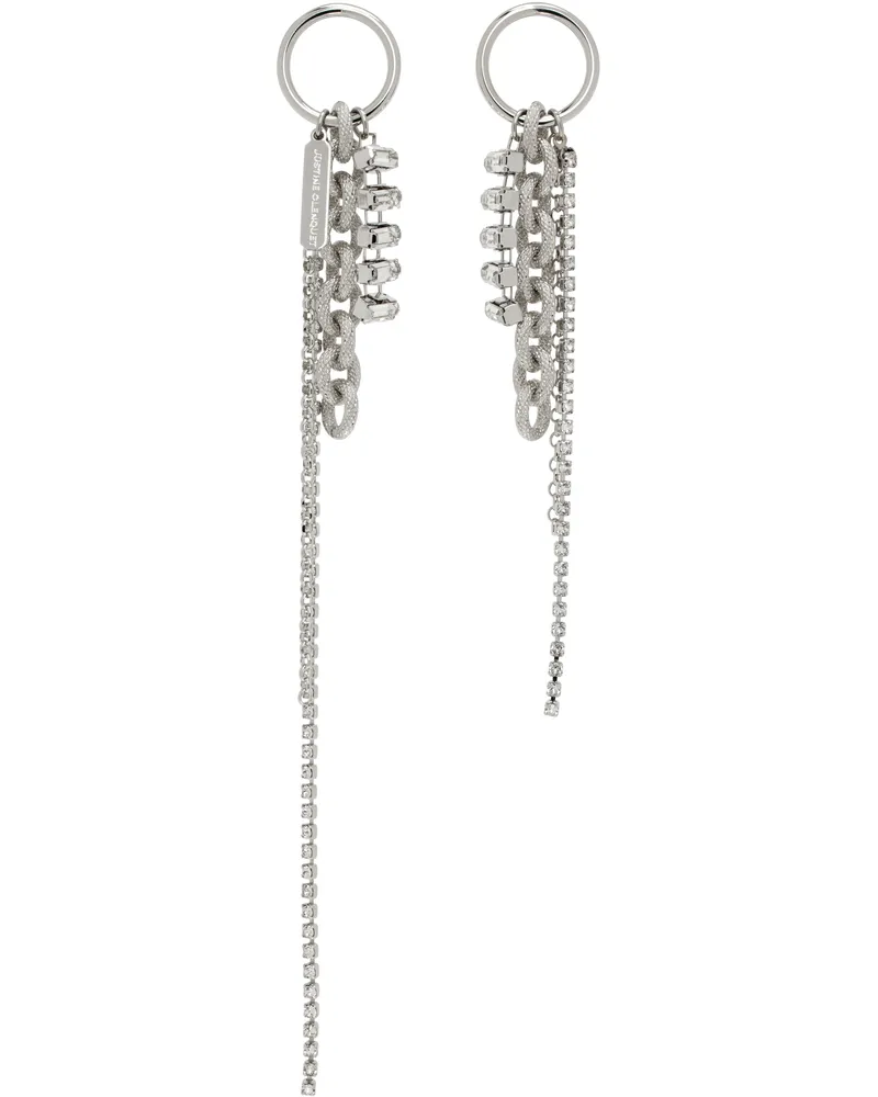 Justine Clenquet Silver Chloë Crystal Earrings Palladium