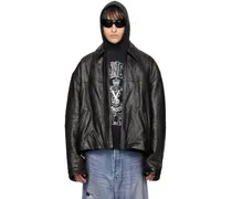 Black Cocoon Kick Leather Jacket