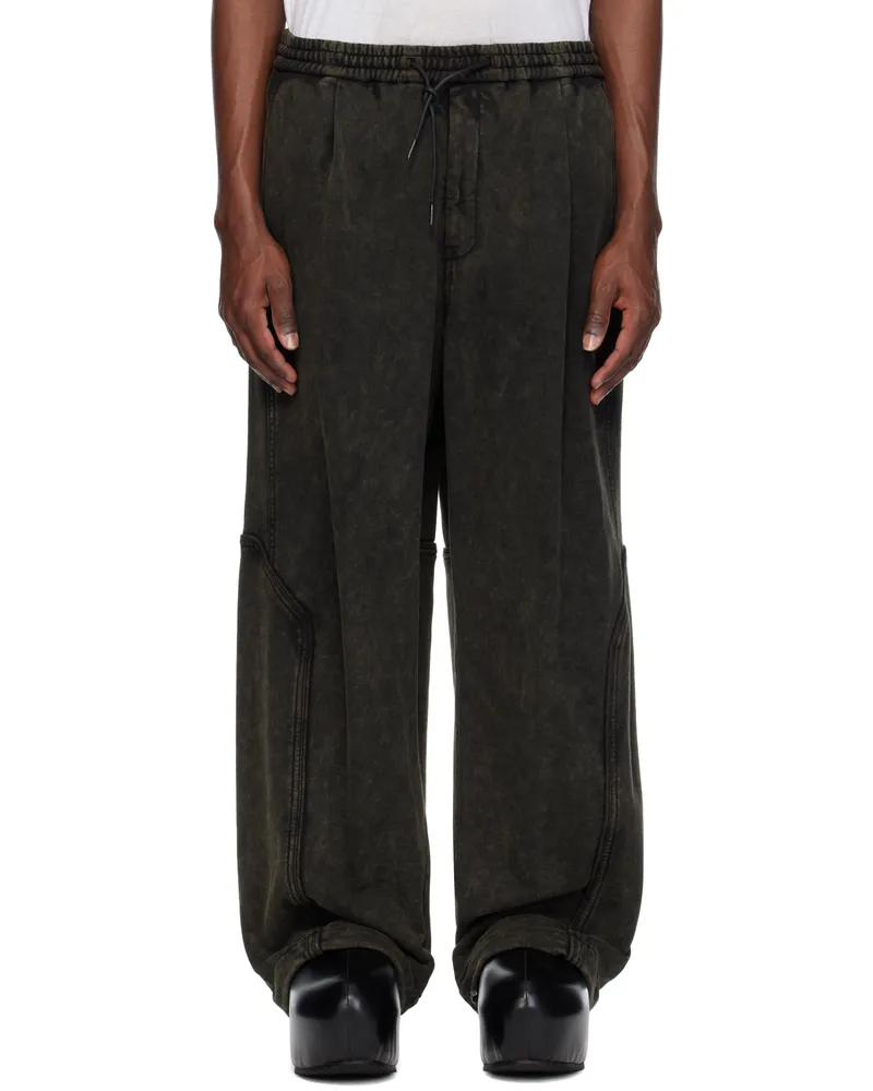 JUUN.J Khaki Garment Dyed Wide Sweatpants Khaki
