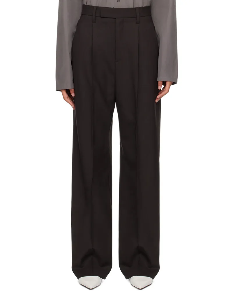 Maria Mcmanus Brown Wide Leg High Rise Trousers Chocolate