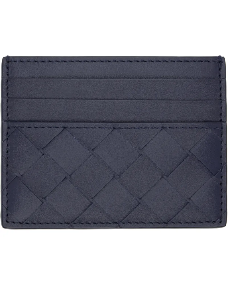Bottega Veneta Navy & Green Intrecciato Credit Card Holder 3185