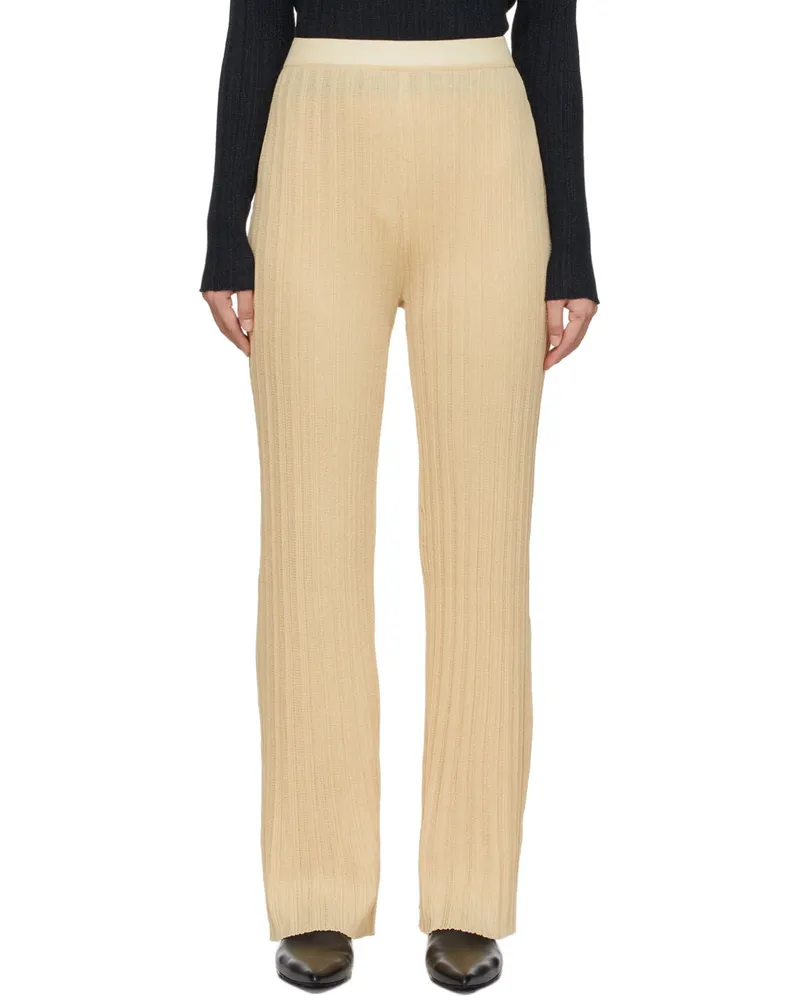 DRAE Yellow Rib Glitter Trousers Yellow