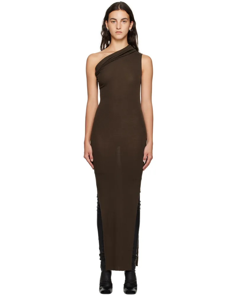Rick Owens Brown Rib Maxi Dress 04