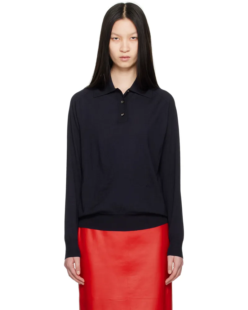 Bottega Veneta Navy Exposed Seam Polo 4121