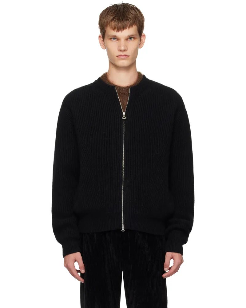 SOLID HOMME Black Zip-Up Sweater 633b