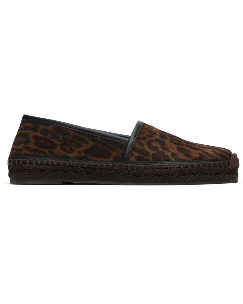 Tom Ford Brown Ocelot Print Suede Smooth Calf Espadrilles 7bb09
