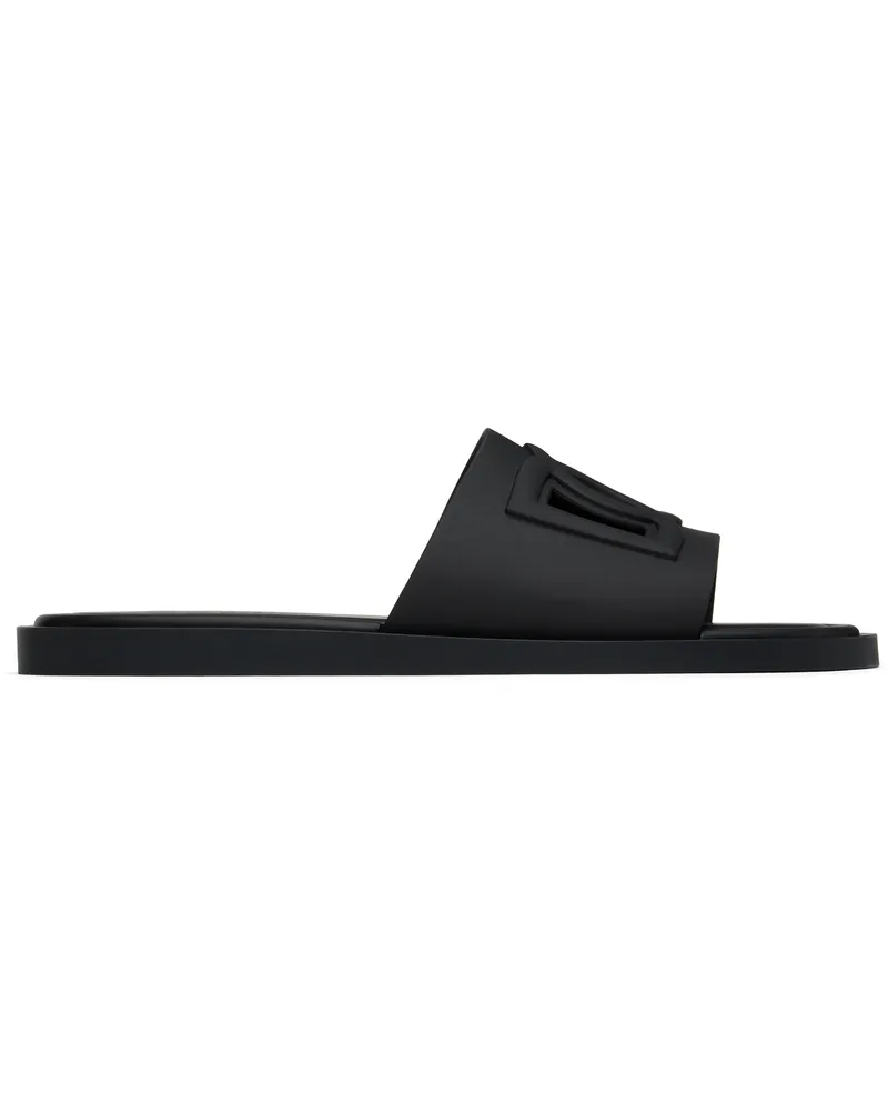 Dolce & Gabbana Black Rubber Beachwear Pool Slides Nero