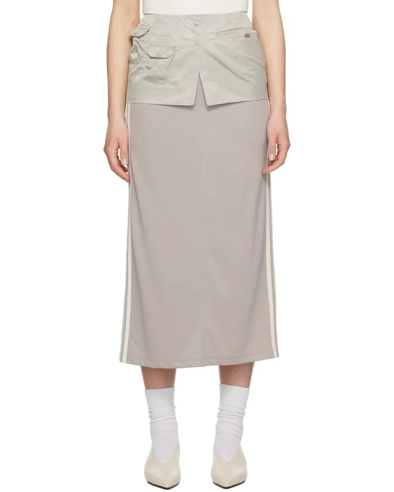 Kijun Green Military Wrap Miniskirt Silvergrey