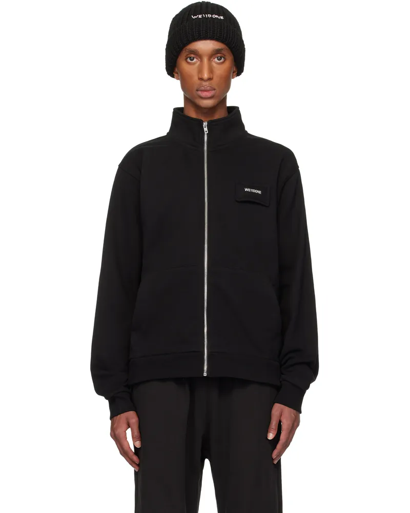 WE 11 DONE Black Pillow Logo High-Neck Zip-up Jacket Black