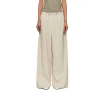 Beige Petit Paperbag Waist Trousers