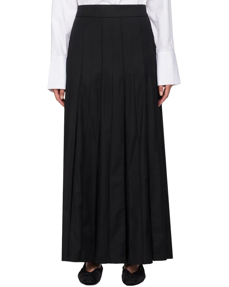 ROTATE Birger Christensen Black Pleated Suiting Maxi Skirt 100