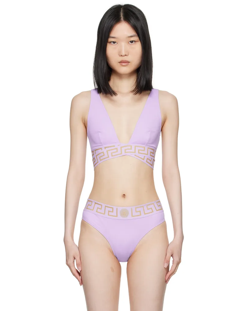 Versace Purple Greca Border Bikini Top 1lg30-mauve