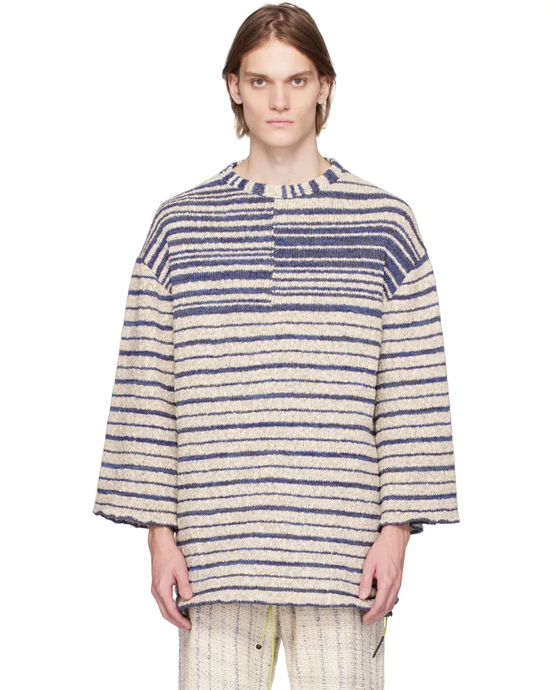 VITELLI SSENSE Exclusive Off-White & Blue Sweater Grain