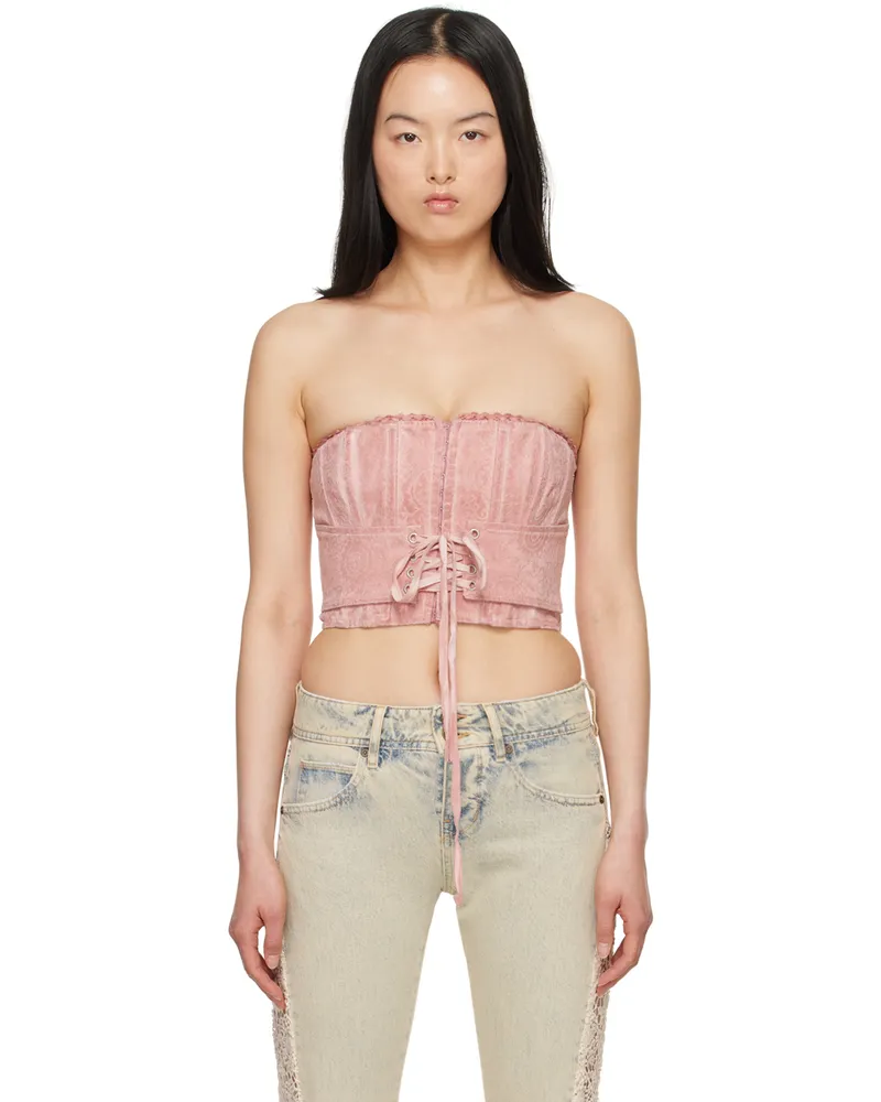 Guess Pink Textured Corset F61g