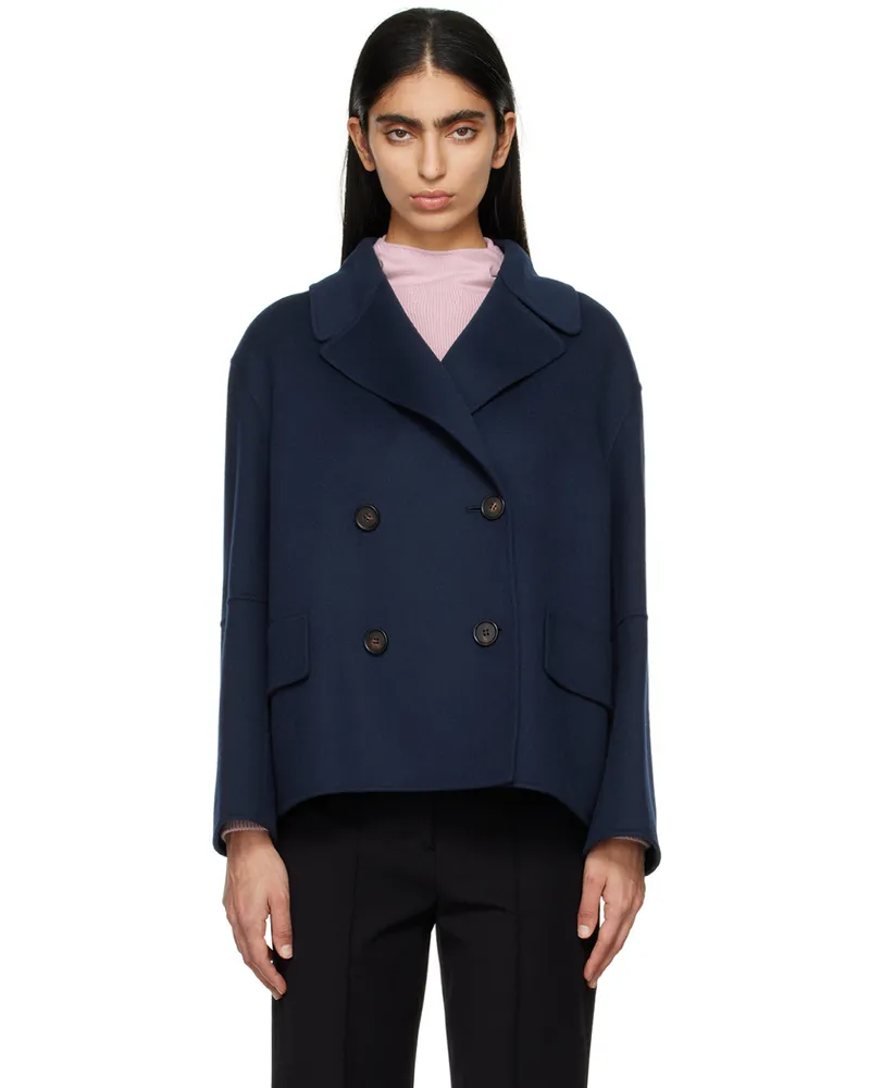Max Mara Navy Double-Breasted Jacket 001