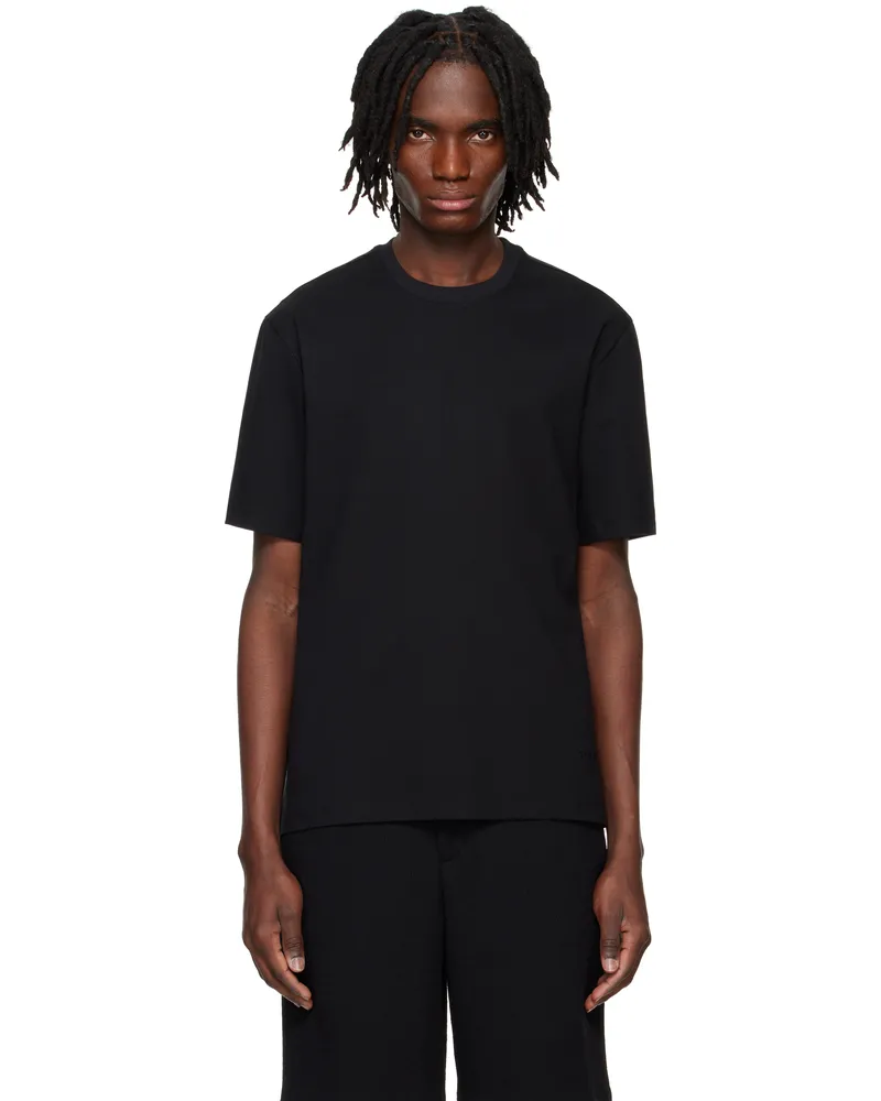 SOLID HOMME Black Embroidered Logo T-shirt 638b