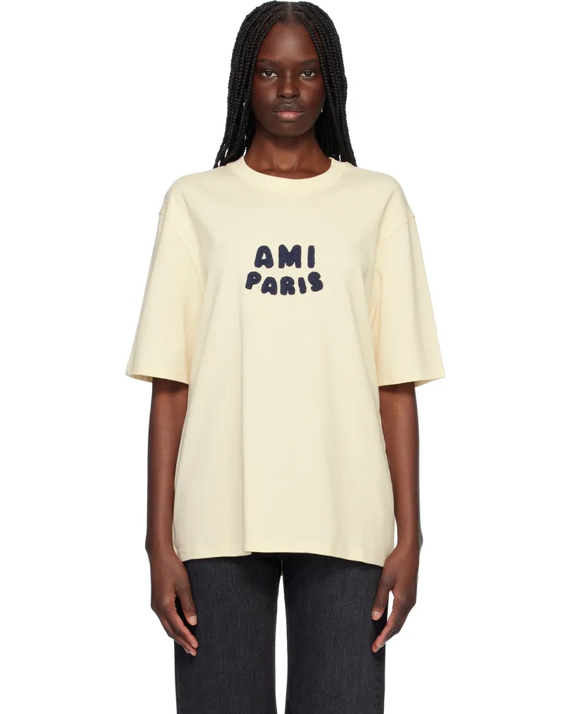 AMI Paris Off-White Cotton 'Ami Paris' Patch T-shirt White