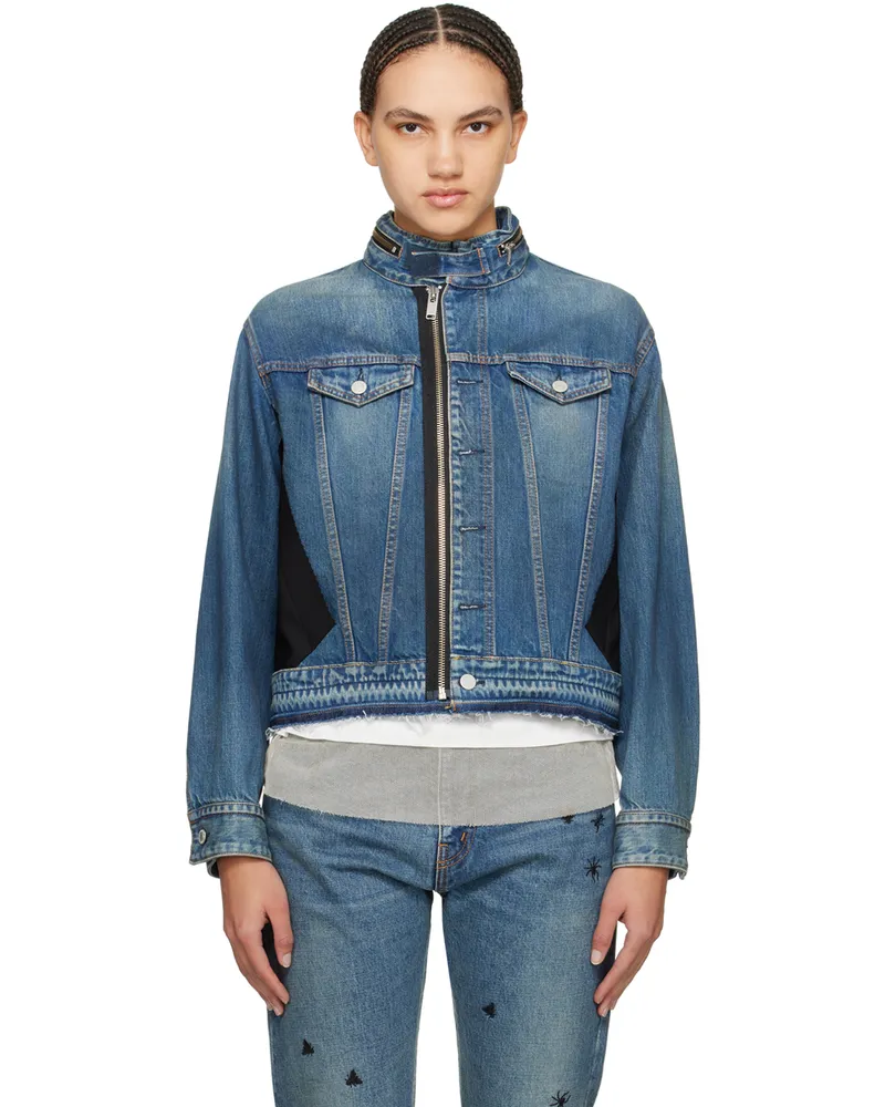 Undercover Indigo & Black Paneled Denim Jacket Indigo
