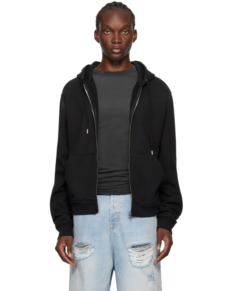 WE 11 DONE Black Zip Hoodie Black