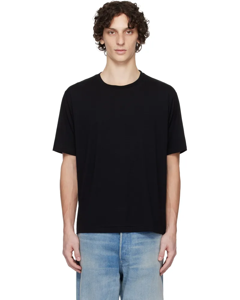 AURALEE Black Super Soft Wool Jersey T-shirt Black