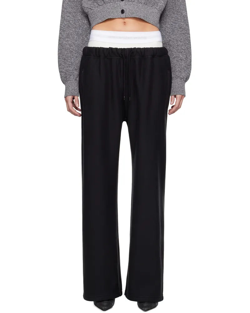 Alexander Wang Black Wide Leg Pre-Styled Logo Brief Sweatpants 020a