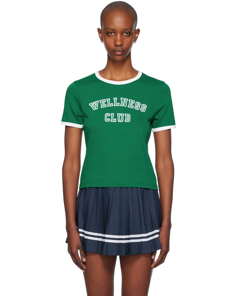 SPORTY & RICH Green 'Wellness Club' Ringer T-shirt 3710