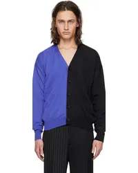 Maison Margiela Blue & Black Paneled Cardigan Black-blue