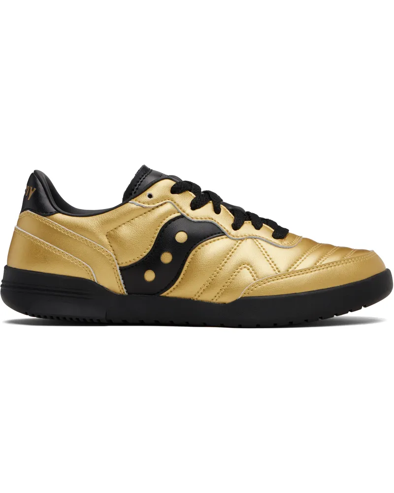 Saucony Gold & Black 586i Leather Sneakers Rich